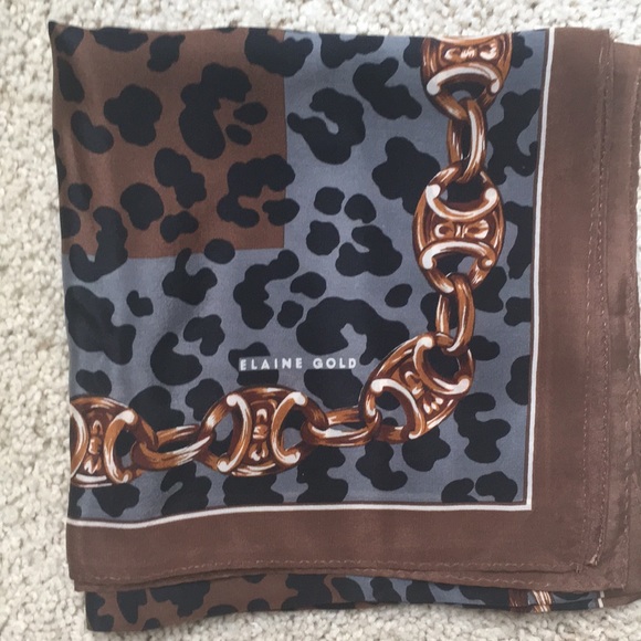 Elaine Gold Silk Scarf - Picture 2 of 4